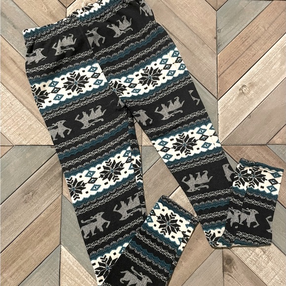 Festive reindeer snowflake leggings. S/M. - Picture 1 of 3